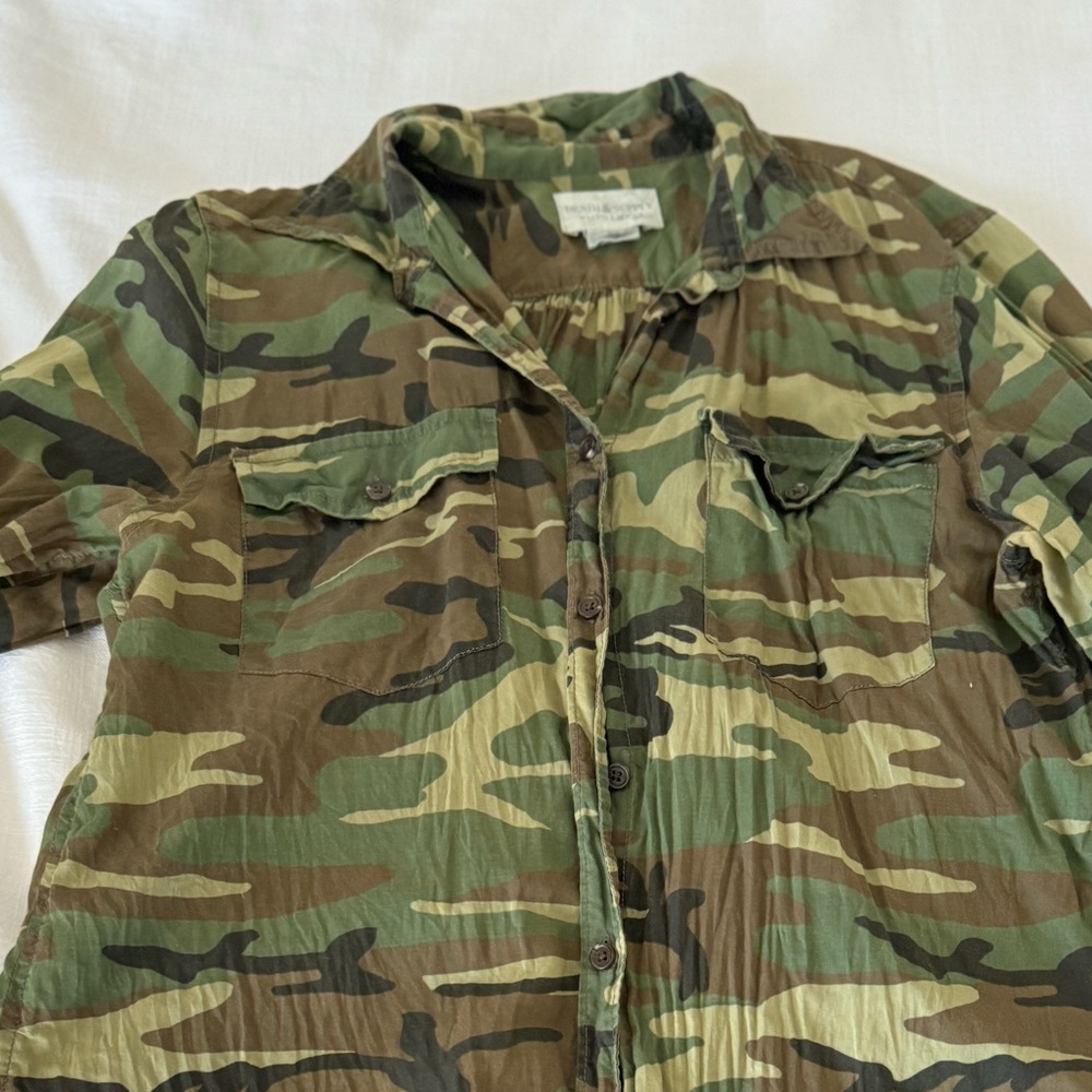 Ralph Lauren Camo Button Top